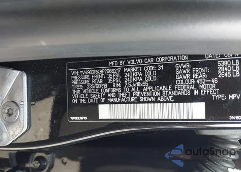 2015 Volvo Xc60 T6 from USA, damaged, VIN YV4902RK8F2666217